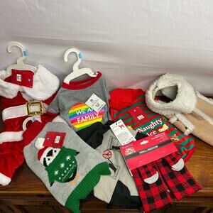 Cozycore Dog Outfit Bundle 7pc Small Dog Clothes Back Holiday Winter Rainbow Set